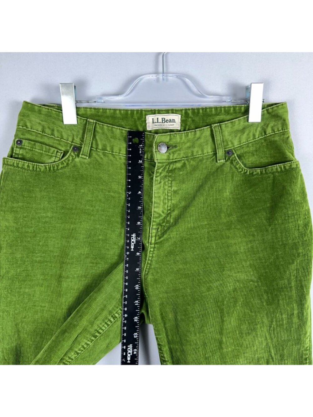 L.L. Bean Straight Corduroy Pants Favorite Fit Curvy Womens Size 14 Regular Gree - Picture 11 of 14